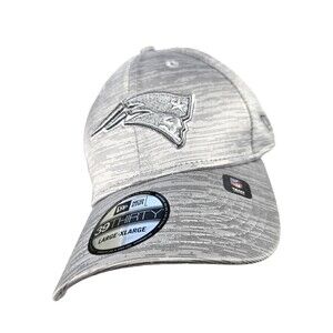 New England Patriots Hat New Era 39THIRTY Silver Large Flex NWT